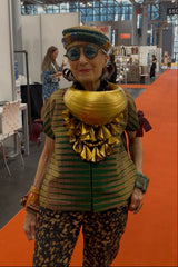 Bamboo Crescent Giant Pendant Statement Necklace or Crossbody Bag