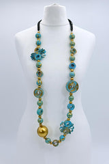 Universe Inspired Statement Necklace – Handmade Recycled Wood & Fabric Boho Jewelry