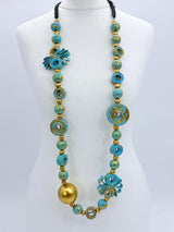 Universe Inspired Statement Necklace – Handmade Recycled Wood & Fabric Boho Jewelry