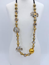 Universe Inspired Statement Necklace – Handmade Recycled Wood & Fabric Boho Jewelry