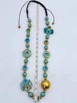 Universe Inspired Statement Necklace – Handmade Recycled Wood & Fabric Boho Jewelry