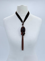 Upcycled Valvet Egg with vintage glass beads pendant necklace