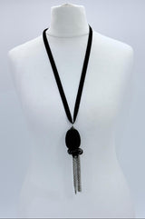 Upcycled Valvet Egg with vintage glass beads pendant necklace