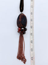 Upcycled Valvet Egg with vintage glass beads pendant necklace