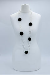 Silver Plated Chain with Handmade recycled forest green velvet buttons