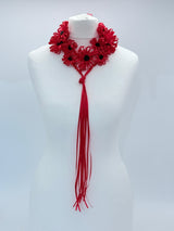 Chrysanthemum Flower Necklace | Handmade Recycled Ribbon Statement Jewelry