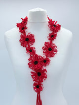 Chrysanthemum Flower Necklace | Handmade Recycled Ribbon Statement Jewelry