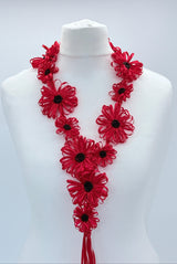 Chrysanthemum Flower Necklace | Handmade Recycled Ribbon Statement Jewelry