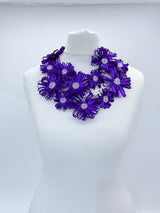 Chrysanthemum Flower Necklace | Handmade Recycled Ribbon Statement Jewelry