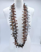 3-strand Recycled Leather Fir Necklace - Hand painted