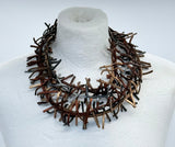 3-strand Recycled Leather Fir Necklace - Hand painted