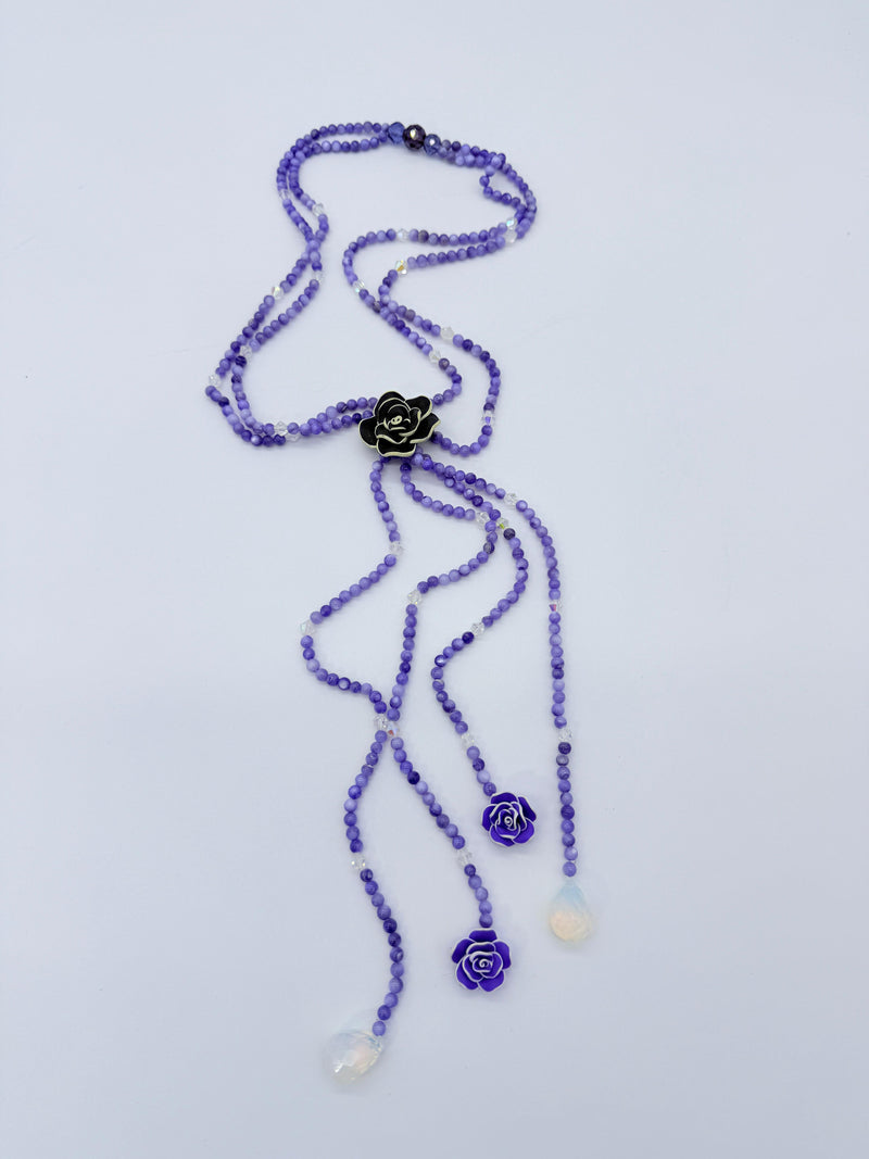 Rose clay with mother of pearls beads necklace
