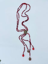 Rose clay with mother of pearls beads necklace
