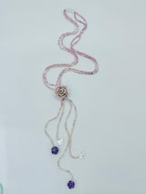 Rose clay with mother of pearls beads necklace