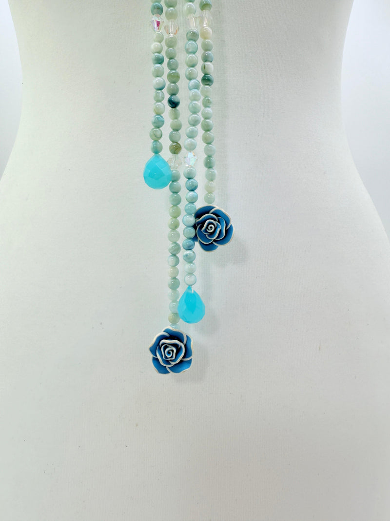 Rose clay with mother of pearls beads necklace