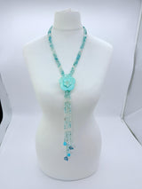 Rose clay with mother of pearls beads necklace