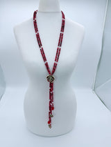 Rose clay with mother of pearls beads necklace