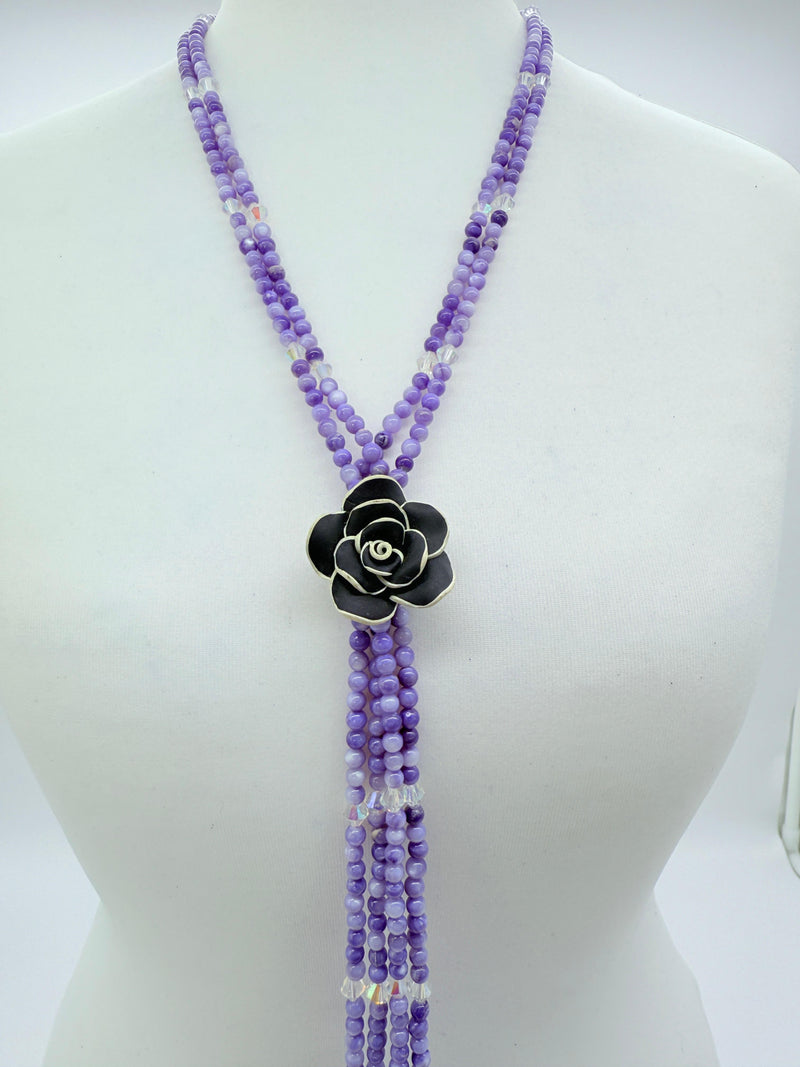 Rose clay with mother of pearls beads necklace