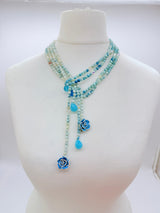 Rose clay with mother of pearls beads necklace
