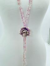 Rose clay with mother of pearls beads necklace