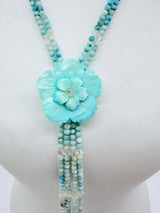 Rose clay with mother of pearls beads necklace