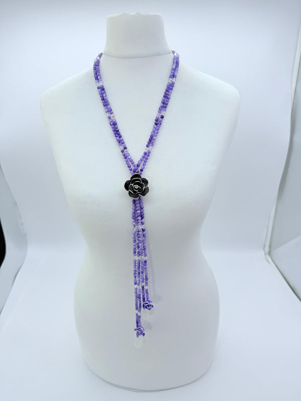 Rose clay with mother of pearls beads necklace