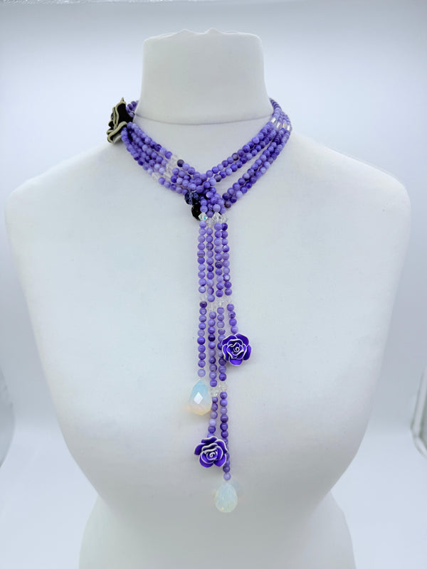Rose clay with mother of pearls beads necklace