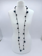 10-Strand Faux Pearls on Leatherette Necklace