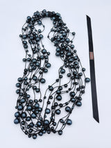 10-Strand Faux Pearls on Leatherette Necklace