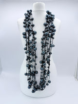 10-Strand Faux Pearls on Leatherette Necklace