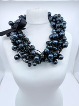 10-Strand Faux Pearls on Leatherette Necklace