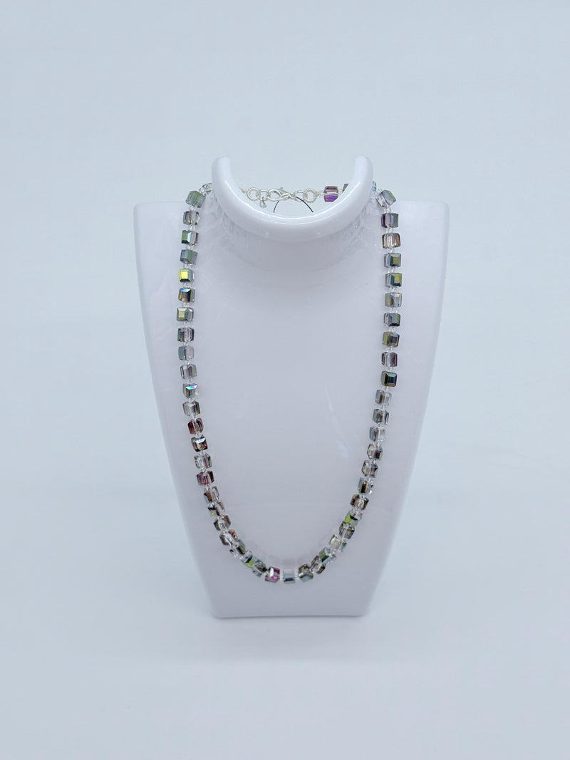 Small Crystal Cube Bead Necklace – Modern Classic Sparkle