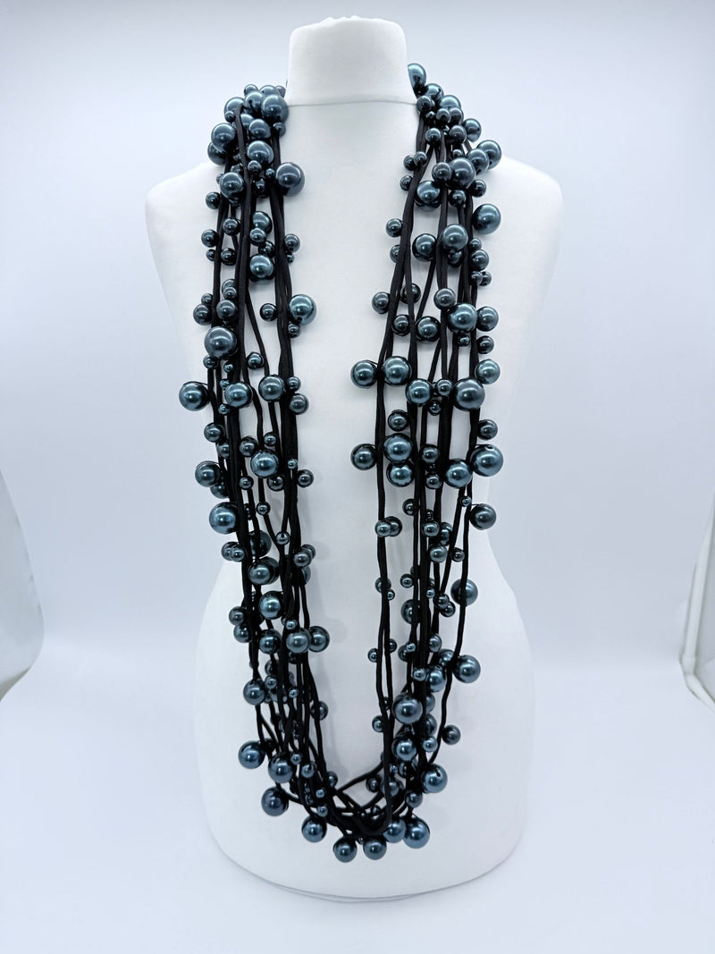 Faux Pearls on Textile Cord Necklaces - Large