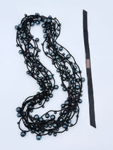 Faux Pearls on Textile Cord Necklaces - Large