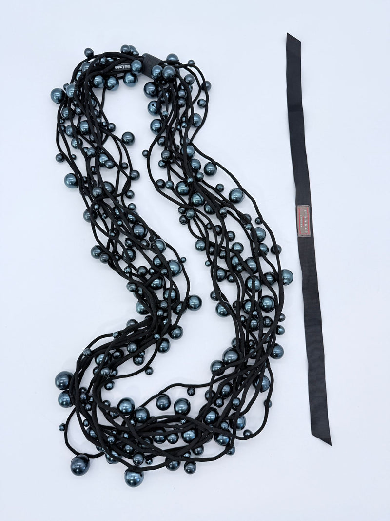 Faux Pearls on Textile Cord Necklaces - Large