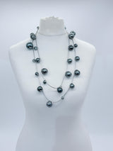 10-Strand Faux Pearls on Leatherette Necklace