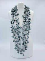 10-Strand Faux Pearls on Leatherette Necklace