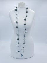 10-Strand Faux Pearls on Leatherette Necklace