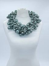 10-Strand Faux Pearls on Leatherette Necklace