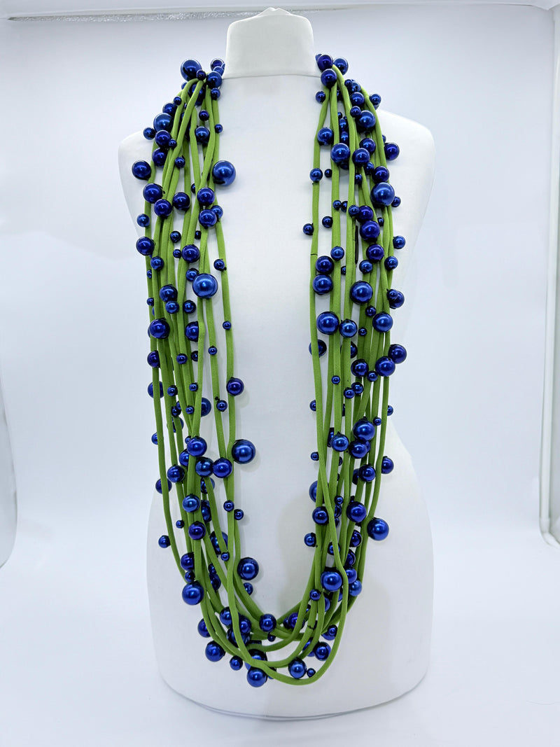 Faux Pearls on Textile Cord Necklaces - Large