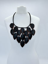 Textile Leaf bib Necklaces