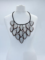 Textile Leaf bib Necklaces