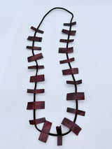 Recycled Leatherette Rectangles Necklace - Hand-painted