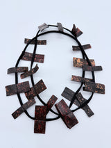 Recycled Leatherette Rectangles Necklace - Hand-painted