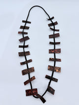 Recycled Leatherette Rectangles Necklace - Hand-painted