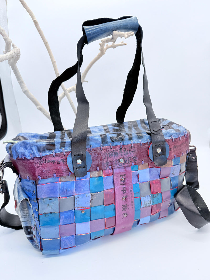 Hand Crafted Rainbow Travel Bag With LOVE From Recycled Leather