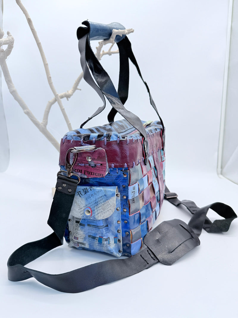 Hand Crafted Rainbow Travel Bag With LOVE From Recycled Leather