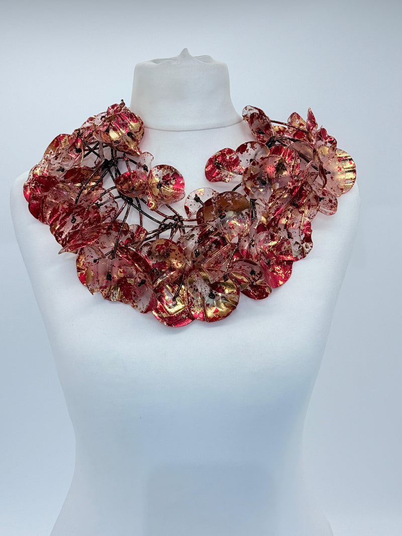 Recycled plastic bottles - Big double Water Lily Necklaces - Hand gilded