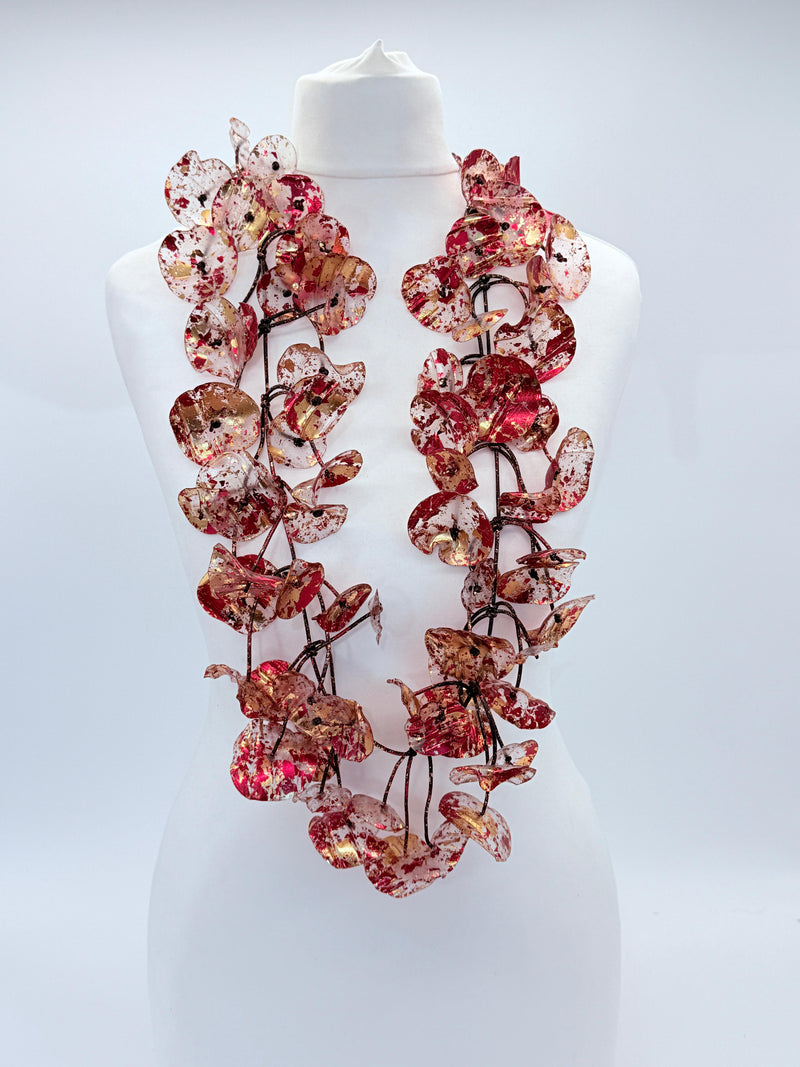 Recycled plastic bottles - Big double Water Lily Necklaces - Hand gilded