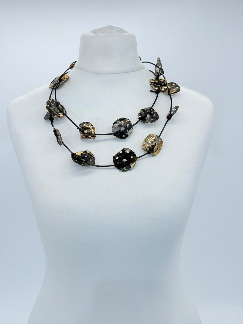 Aqua Lotus Root Necklace - Hand-gilded - Small